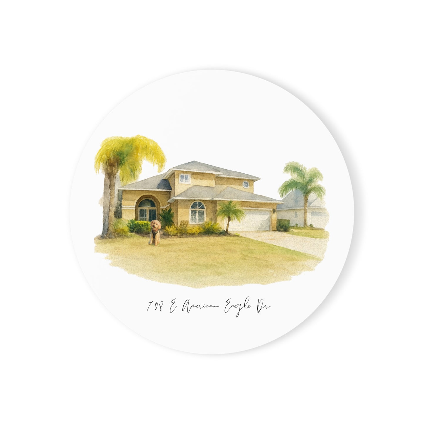 Personalized Home Portrait Cork Back Coaster, Custom Housewarming Gift, Kitchen Decor, Unique Coaster Set, Housewarming Present