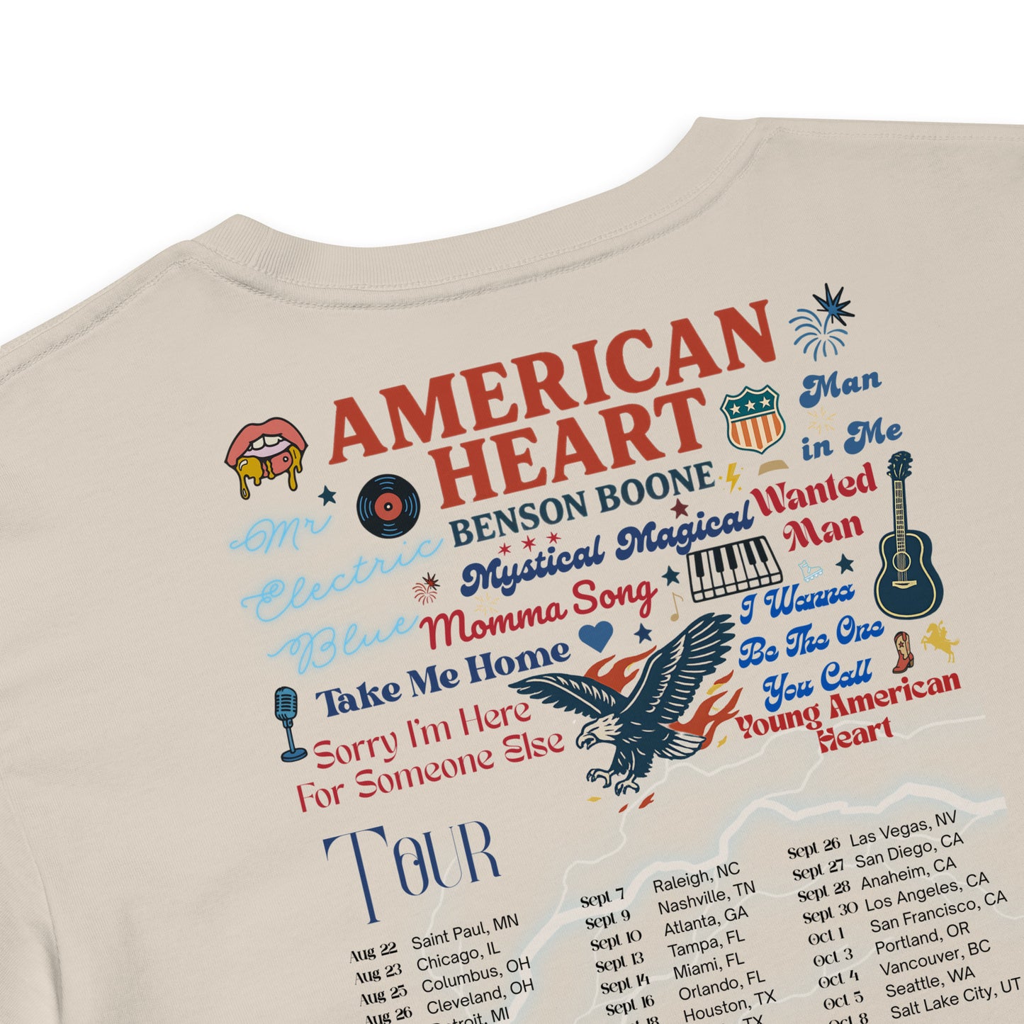 Benson Boone American Heart Concert Shirt | Retro Americana Tour Tee | Benson Boone Fan Merch | Gift for Benson Boone Fans | Concert T-Shirt