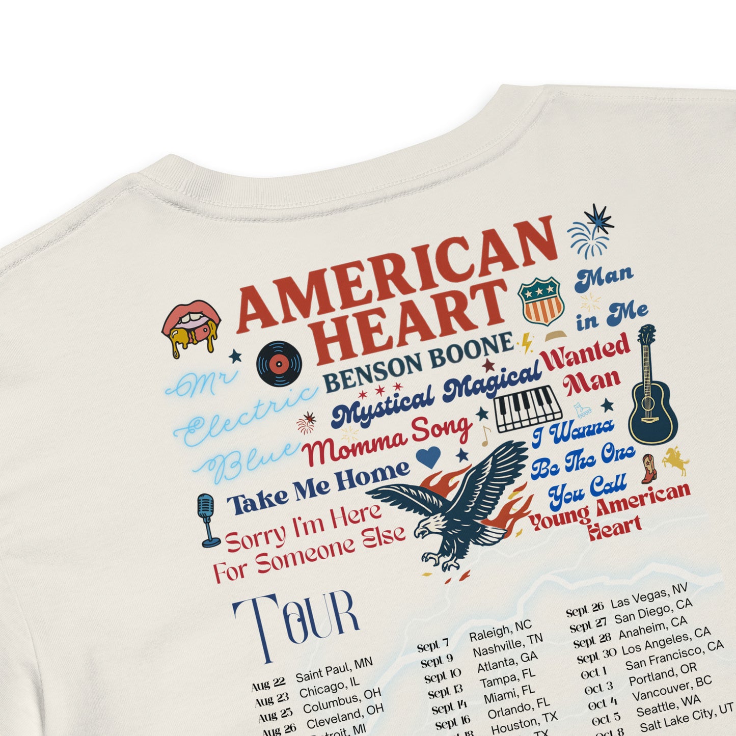 Benson Boone American Heart Concert Shirt | Retro Americana Tour Tee | Benson Boone Fan Merch | Gift for Benson Boone Fans | Concert T-Shirt