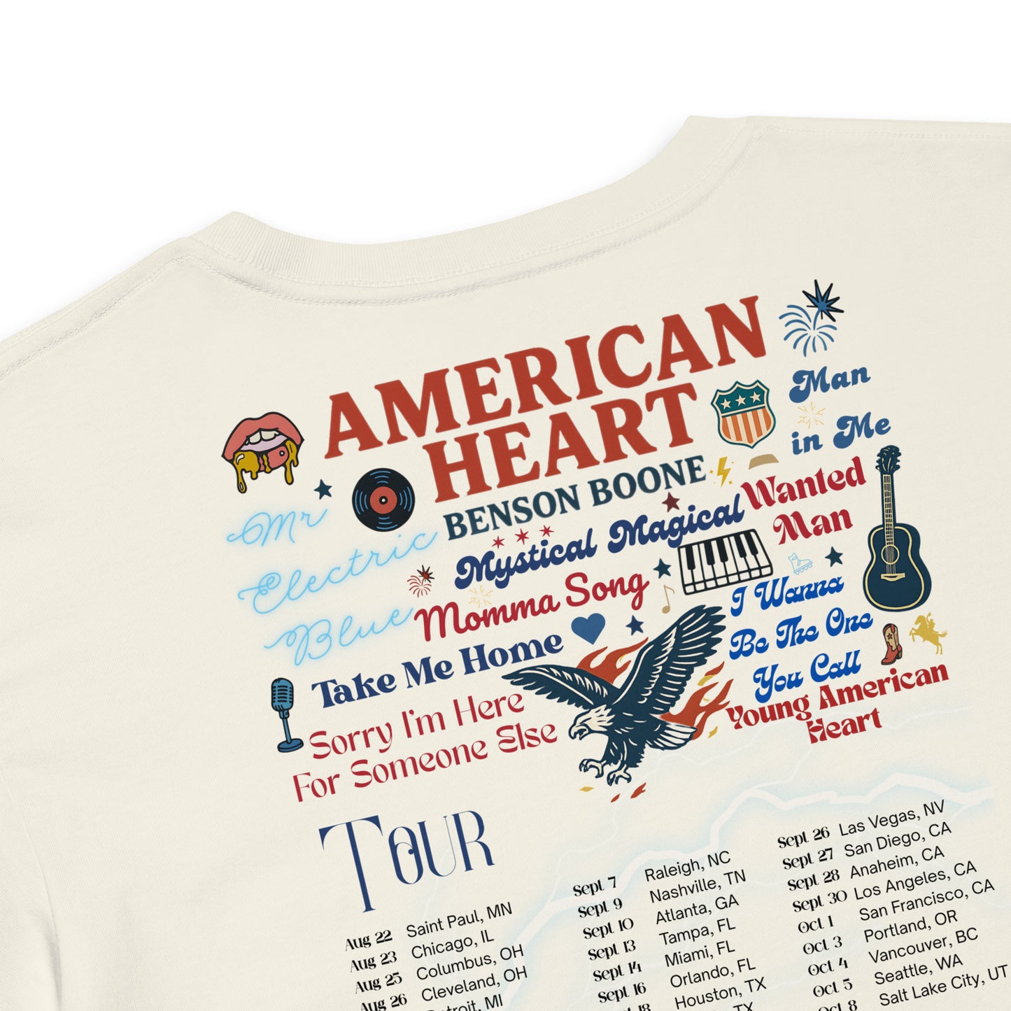 Benson Boone American Heart Concert Shirt | Retro Americana Tour Tee | Benson Boone Fan Merch | Gift for Benson Boone Fans | Concert T-Shirt