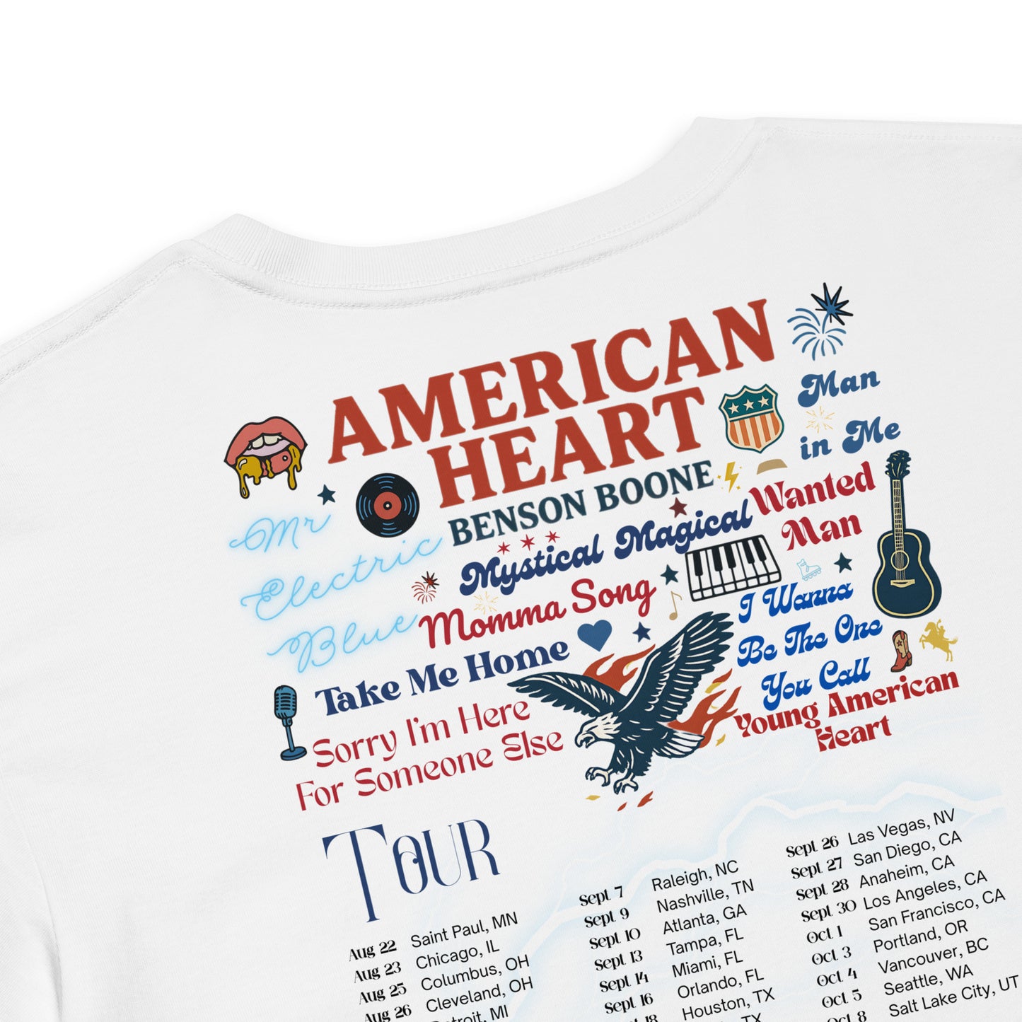 Benson Boone American Heart Concert Shirt | Retro Americana Tour Tee | Benson Boone Fan Merch | Gift for Benson Boone Fans | Concert T-Shirt